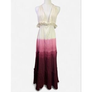 Earthbound Trading Company Gauzy Dress Medium Flared Ombre Purple Boho NWT